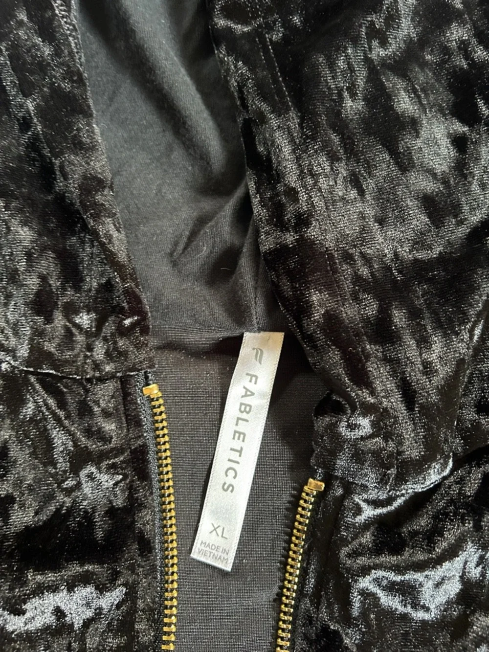 Fabletics Black Crushed Velvet Zip Hoodie Jacket - Picture 2 of 4
